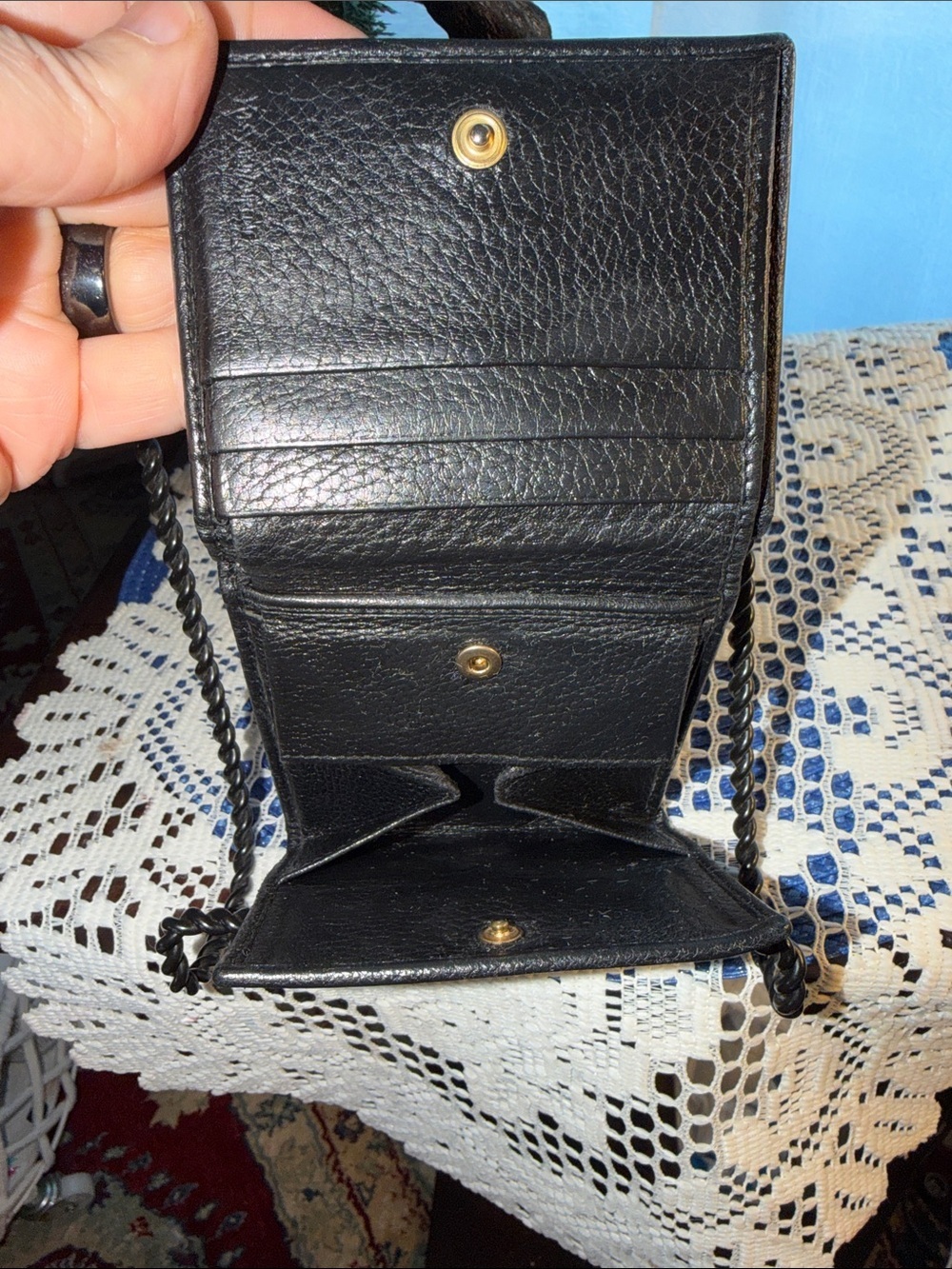 Yves Saint Laurent Black Leather Wallet with Gold Padlock - Picture 7 of 9